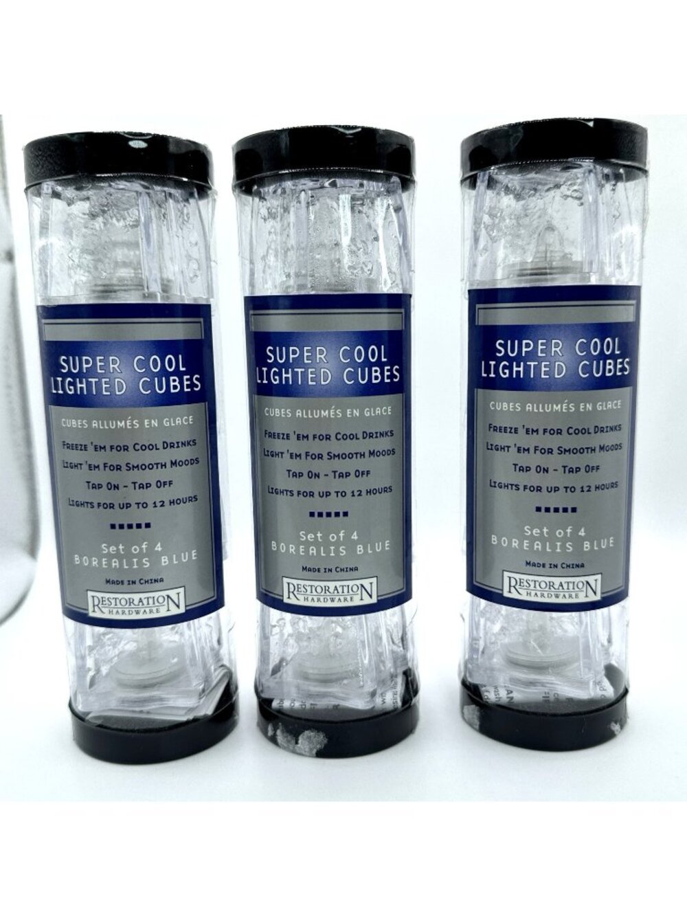 Restoration Hardware Super Cool Lighted Cubes Cocktails 3 Packs Each Set of 4